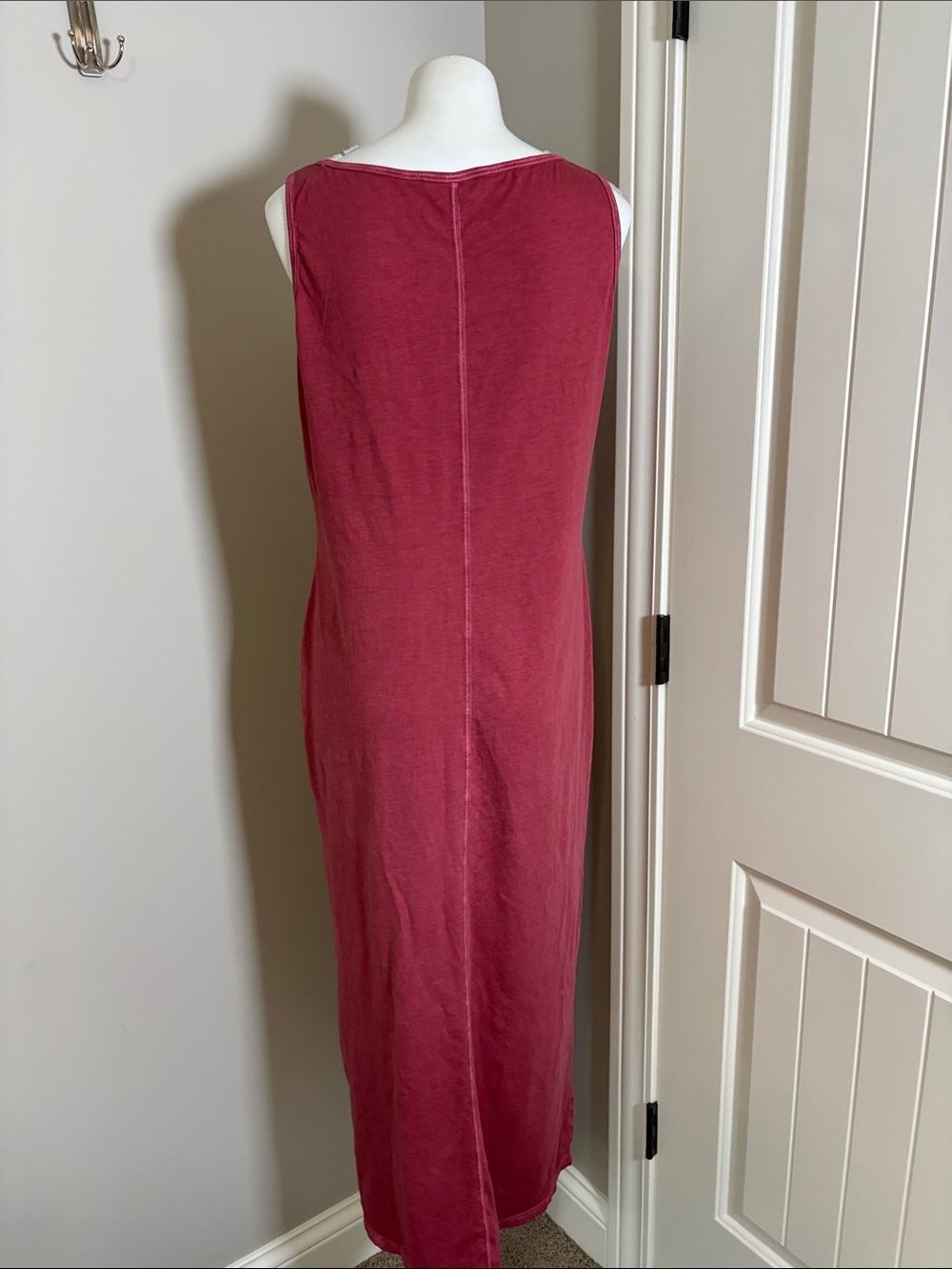 Peruvian Connection Pink Vintage Wash Tank Maxi Dress Pima Cotton Crewneck Sz L - Picture 5 of 8